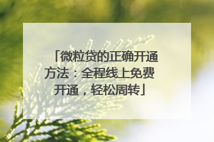微粒贷的正确开通方法：全程线上免费开通，轻松周转